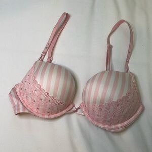 Victoria Secret pink badazzled push up bra multi strap